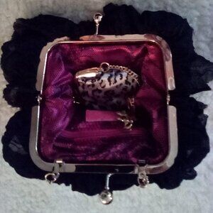 Betsey Johnson Vtg Evening Bag & Vera Wang Leather Gloves Faux Tibetan Size 7